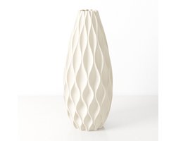 Fleuriek - Grote Vaas - Beige - H50 cm - Vaas voor zijdebloemen - Luxe vaas gemaakt van duurzaam kunststof - Unieke decoratieve vaas met patroon