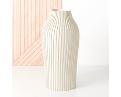 Fleuriek - Grote Vaas Beige - H50 cm - Vaas voor zijdenboeket of droogbloemen - Cadeau voor haar - Duurzame tafeldecoratie van gerecycled plastic - Strakke moderne vaas