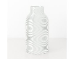 Fleuriek Grote Vaas - Glanzend Wit - H50cm - Japandi - Wavy patroon vaas - Design vaas van bio kunststof - Hoge vaas binnen