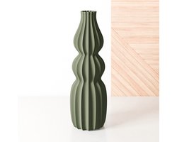 Fleuriek - Grote vaas Groen - H40 cm - Smalle vloervaas of decoratieve bloemen vaas, gekleurde design vaas van kunststof - Vensterbankvaas