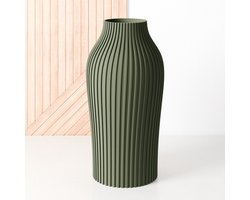 Fleuriek - Grote Vaas Groen - H50 cm - Vaas voor zijdenboeket of droogbloemen - Cadeau voor haar - Duurzame tafeldecoratie van gerecycled plastic - Strakke moderne vaas