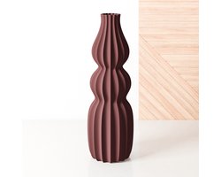 Fleuriek - Grote vaas Rood - H40 cm - Smalle vloervaas of decoratieve bloemen vaas, gekleurde design vaas van kunststof - Vensterbankvaas