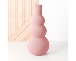 Fleuriek - Grote vaas Roze - H40 cm - Hoge bolvaas voor binnen of als decoratieve bloemenvaas, gekleurde ronde vaas van bio-kunststof - Vaas structuur