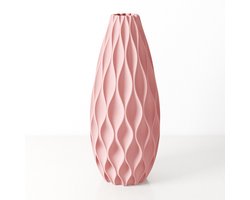 Fleuriek - Grote Vaas - Roze - H50 cm - Vaas voor zijdebloemen - Luxe vaas gemaakt van duurzaam kunststof - Unieke decoratieve vaas met patroon