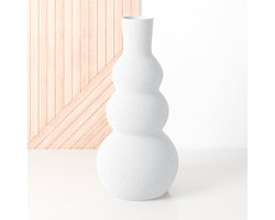 Fleuriek - Grote vaas Wit - H50 cm - Hoge bolvaas voor binnen of als decoratieve bloemenvaas, gekleurde ronde vaas van bio-kunststof - Vaas structuur