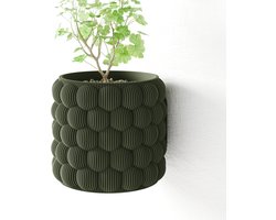 Fleuriek - Hangpot voor aan de muur - Groene Hangende bloempot voor plantenwand - Decoratieve wandpot binnen - Decoratieve wandpot binnen, plantenpot - D12 cm - Groen
