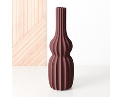 Fleuriek - Hoge vaas Rood - H40 cm - Smalle vloervaas of decoratieve bloemenvaas, gekleurde design vaas van kunststof - Ventserbank vaas