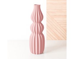 Fleuriek - Kleine vaas Roze - H30 cm - Smalle vloervaas of decoratieve bloemen vaas, gekleurde design vaas van kunststof - Vensterbankvaas