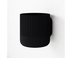 Fleuriek - Kyoto 12cm Zwart Hangpot - Japandi hangpot binnen voor plantenwand, Decoratieve plantenhangers - Kunststof plantenpot voor aan de wand, set van 2 - D12 cm