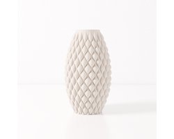 Fleuriek vaas AMELIA - Beige H40 cm - Hoge decoratieve vaas met verfijnd patroon - Stijlvolle blikvanger voor kast of dressoir - Organisch reliëf