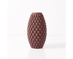Fleuriek vaas AMELIA - Bordeaux rood H40 cm - Hoge decoratieve vaas met verfijnd patroon - Stijlvolle blikvanger voor kast of dressoir - Organisch reliëf
