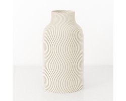 Fleuriek Vaas - Beige - H30cm - Japandi - Wavy patroon vaas - Design vaas van bio kunststof - Tafeldecoratie
