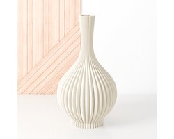 Fleuriek Vaas - Beige - H40 cm - Vaas voor zijden bloemen of kunstbloemen - Woonaccessoires voor droogbloemen - 3D geprinte vaas van gerecycled kunststof