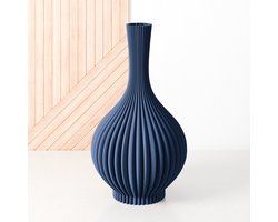 Fleuriek Vaas - Blauw - H40 cm - Vaas voor zijden bloemen of kunstbloemen - Woonaccessoires voor droogbloemen - 3D geprinte vaas van gerecycled kunststof