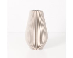 Fleuriek vaas EMMA - Beige H40 cm - Hoge vaas met geribbeld design - Stijlvolle decoratie voor kast of dressoir - Gemaakt van bio-kunststof