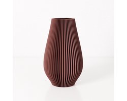 Fleuriek vaas EMMA - Bordeaux rood H40 cm - Hoge vaas met geribbeld design - Stijlvolle decoratie voor kast of dressoir - Gemaakt van bio-kunststof