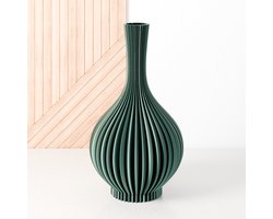 Fleuriek Vaas - Glanzend groen - H40 cm - Vaas voor zijden bloemen of kunstbloemen - Woonaccessoires voor droogbloemen - 3D geprinte vaas van gerecycled kunststof