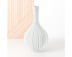 Fleuriek Vaas - Glanzend wit - H40 cm - Vaas voor zijden bloemen of kunstbloemen - Woonaccessoires voor droogbloemen - 3D geprinte vaas van gerecycled kunststof