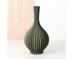 Fleuriek Vaas - Groen - H30 cm - Vaas voor zijden bloemen of kunstbloemen - Woonaccessoires voor droogbloemen - 3D geprinte vaas van gerecycled kunststof