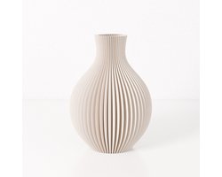 Fleuriek vaas ISABELLA - Beige H26 cm - Elegante bolvaas met geribbeld design - Luxe woonaccessoire voor tafel, kast of dressoir