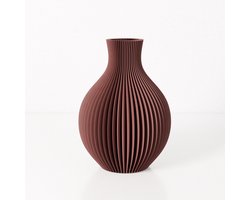 Fleuriek vaas ISABELLA - Bordeaux rood H44 cm - Grote elegante bolvaas met geribbeld design - Luxe vloervaas als stijlvolle blikvanger