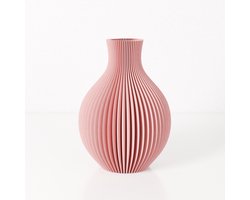 Fleuriek vaas ISABELLA - Roze H26 cm - Elegante bolvaas met geribbeld design - Luxe woonaccessoire voor tafel, kast of dressoir