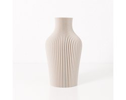 Fleuriek vaas LIV - Beige H40 cm - Hoge decoratieve vaas met verticale lijnen - Gemaakt van kunststof - Moderne siervaas voor een sfeervol interieur