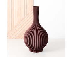 Fleuriek Vaas - Rood - H40 cm - Vaas voor zijden bloemen of kunstbloemen - Woonaccessoires voor droogbloemen - 3D geprinte vaas van gerecycled kunststof