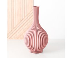 Fleuriek Vaas - Roze - H40 cm - Vaas voor zijden bloemen of kunstbloemen - Woonaccessoires voor droogbloemen - 3D geprinte vaas van gerecycled kunststof