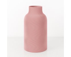 Fleuriek Vaas - Roze - H40cm - Japandi - Wavy patroon vaas - Design vaas van bio kunststof - Tafeldecoratie