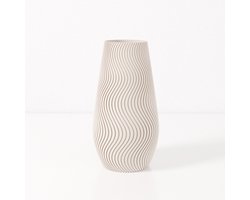 Fleuriek vaas SOFIA - Beige H50 cm - Grote smalle designvaas / vloervaas - Luxe blikvanger met golvend patroon