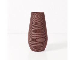 Fleuriek vaas SOFIA - Bordeaux rood H50 cm - Grote smalle designvaas / vloervaas - Luxe blikvanger met golvend patroon
