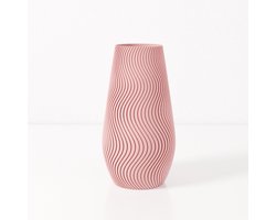 Fleuriek vaas SOFIA - Roze H40 cm - Smalle designvaas voor tafel of dressoir - Golvend patroon