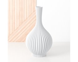 Fleuriek Vaas - Wit - H30 cm - Vaas voor zijden bloemen of kunstbloemen - Woonaccessoires voor droogbloemen - 3D geprinte vaas van gerecycled kunststof