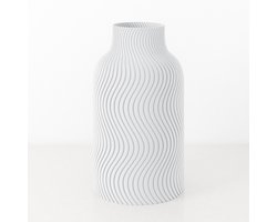 Fleuriek Vaas - Wit - H30cm - Japandi - Wavy patroon vaas - Design vaas van bio kunststof - Tafeldecoratie