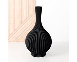 Fleuriek Vaas - Zwart - H40 cm - Vaas voor zijden bloemen of kunstbloemen - Woonaccessoires voor droogbloemen - 3D geprinte vaas van gerecycled kunststof