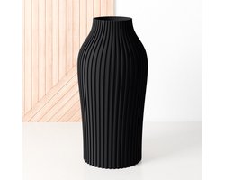 Fleuriek - Vaas Zwart - H40 cm - Vaas voor zijdenboeket of droogbloemen - Cadeau voor haar - Duurzame tafeldecoratie van gerecycled plastic - Strakke moderne vaas