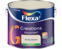Flexa - Creations Muurverf Extra Mat - Sandy Beach - 2.5 Liter - 25m2 - Voor binnen - Beige - Hoge kleurintensiteit - Superieur kleurbehoud - Superieure dekking - Uitstekend reinigbaar