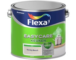 Flexa - Easycare Keuken Muurverf - Sandy Beach - Mengverf - 2.5 Liter - 25m2 - Voor binnen - Beige - Vetbestendige technologie - Stoot vlekken af - 10x beter schrob- en reinigbaar* - Zeer goed reinigbaar
