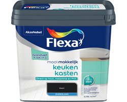 Flexa - Mooi Makkelijk Keukenkasten Zijdeglans - Zwart - 750 Ml