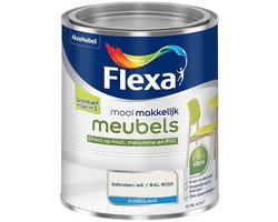 Flexa - Mooi Makkelijk Meubels Zijdeglans - Muurverf - Gebroken wit / RAL 9010 - Mengverf - 0.75 Liter