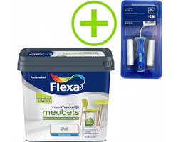 Flexa - Pakket -Mooi Makkelijk Verf - Meubels - Mooi Ijswit - 750ML + Lakroller