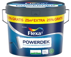 Flexa - Powerdek Muren & Plafonds - Gebroken wit / RAL 9010 - 12,5 L - 125m2 - In 1 laag dekkend & streeploos resultaat - Sneldrogend - Geproduceerd met (hernieuwbare) biobased grondstoffen