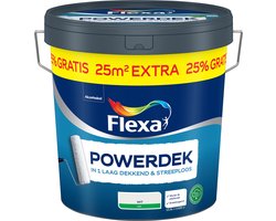 Flexa - Powerdek Muren & Plafonds - Wit - 12,5 L - 125m2 - In 1 laag dekkend & streeploos resultaat - Sneldrogend - Geproduceerd met (hernieuwbare) biobased grondstoffen