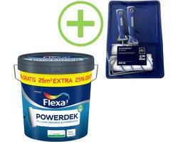Flexa - Powerdek - Reinigbare Muurverf - RAL 9010 - 12,5 liter + Muurverfset - 100m2 - In één laag dekkend & streeploos resultaat - Sneldrogend – overschilderbaar na 3 uur - Geproduceerd met biobased grondstoffen