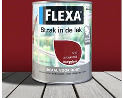 Flexa Strak In De Lak Alkyd Hoogglans Antiekrood 1030 750 ml Antiekrood - 750 ml- Lakverf - Dekkend - Buiten - Hoogglans -
