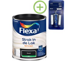 Flexa - Strak in de Lak - Watergedragen - Mat - Zwart - 750 ml + Lakroller