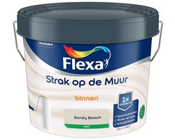 Flexa - Strak op de Muur Binnen Muurverf Mat - Sandy Beach - Mengverf - 2.5 Liter - 25m2 - Voor binnen - Beige - Egaal eindresultaat - Minder verf nodig - Anti-spat formule1x dekkend - Biobased (hernieuwbare) ingrediënten