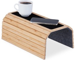 Flexibel bamboe bank-dienblad armleuning tafeltje voor bankleuning - BxD 42 x 34 cm - natuurlijke uitstraling