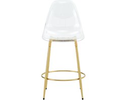 Flexibel barset: 89 cm glazen tafel + 4 barkrukken met een zwevend design – speciaal ontworpen voor Europese open keukens. Goud metalen frame, met comfortabele voetsteun.
